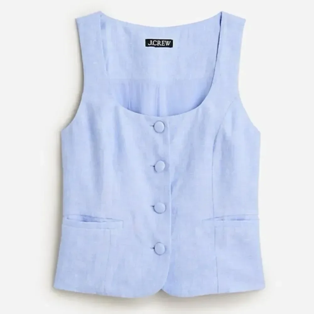J CREW Scoopneck linen-blend vest in blue